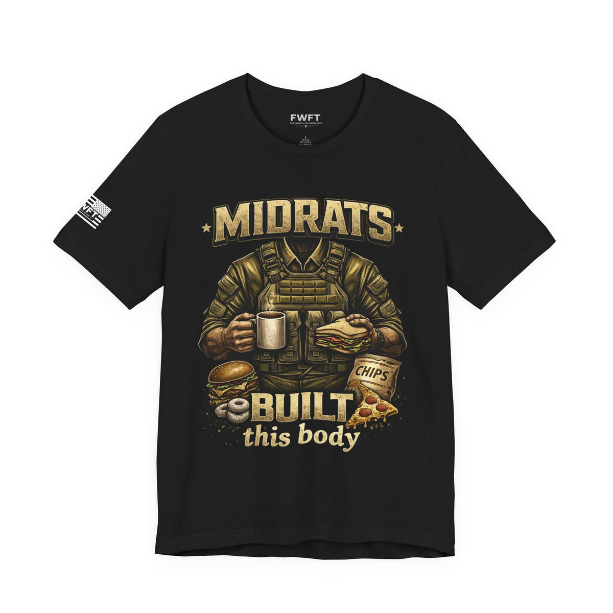 Midrats Built This Body Military Humor T-Shirt | Navy Veteran Tee | Late Night Chow Shirt | Tactical Humor Apparel
