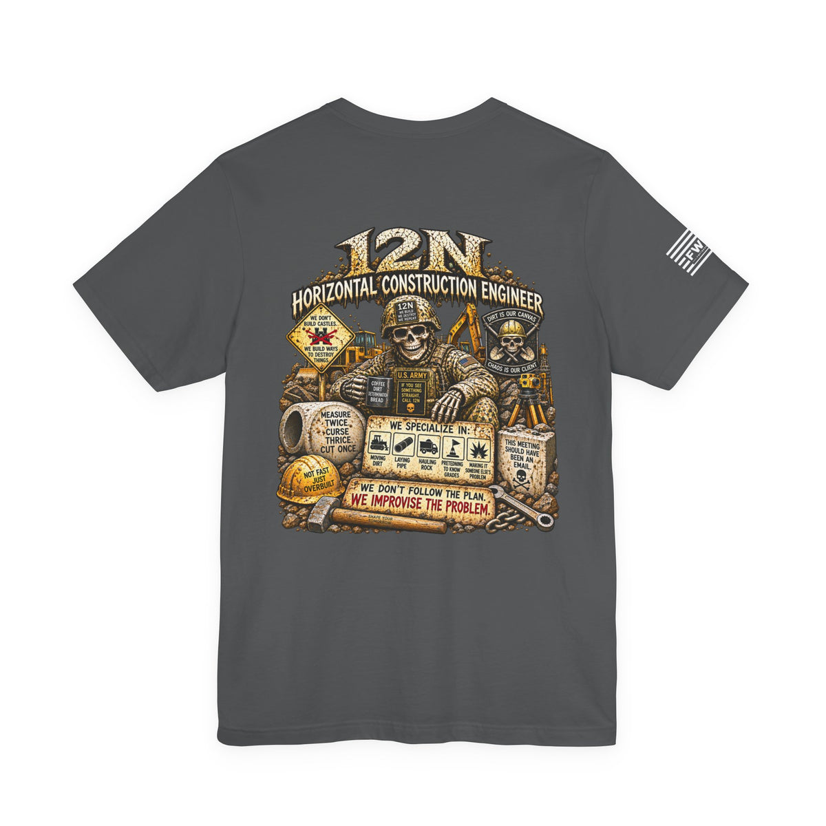 12N (Horizontal Construction Engineer) - US Army Heavy Metal T-shirt | Veteran Military Shirt