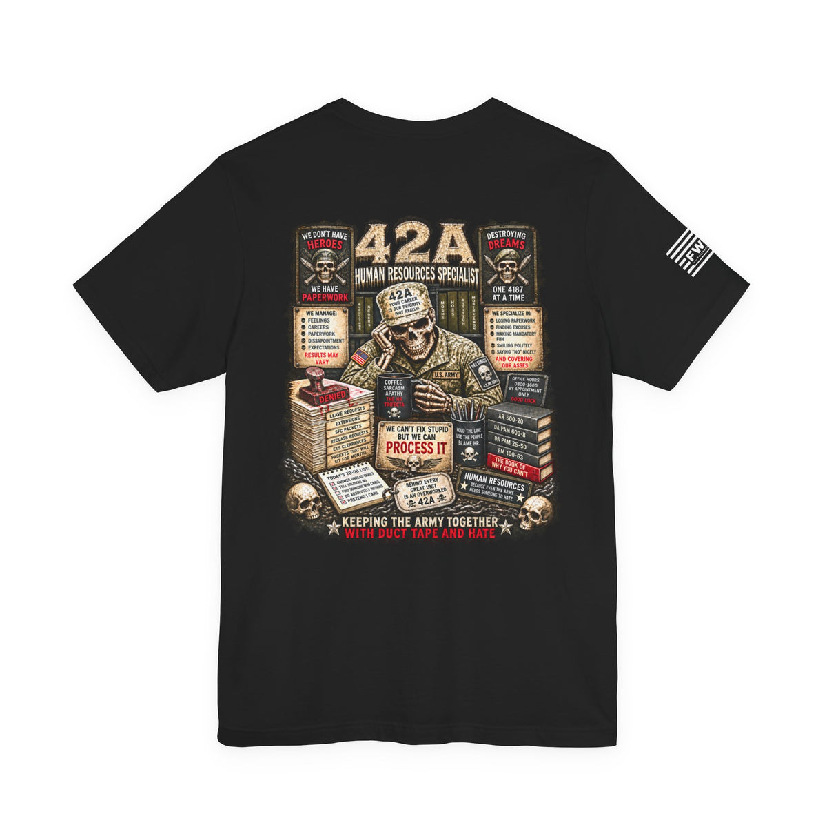 42A - US Army - Human Resources Specialist - Heavy Metal T-shirt | Veteran Military Shirt