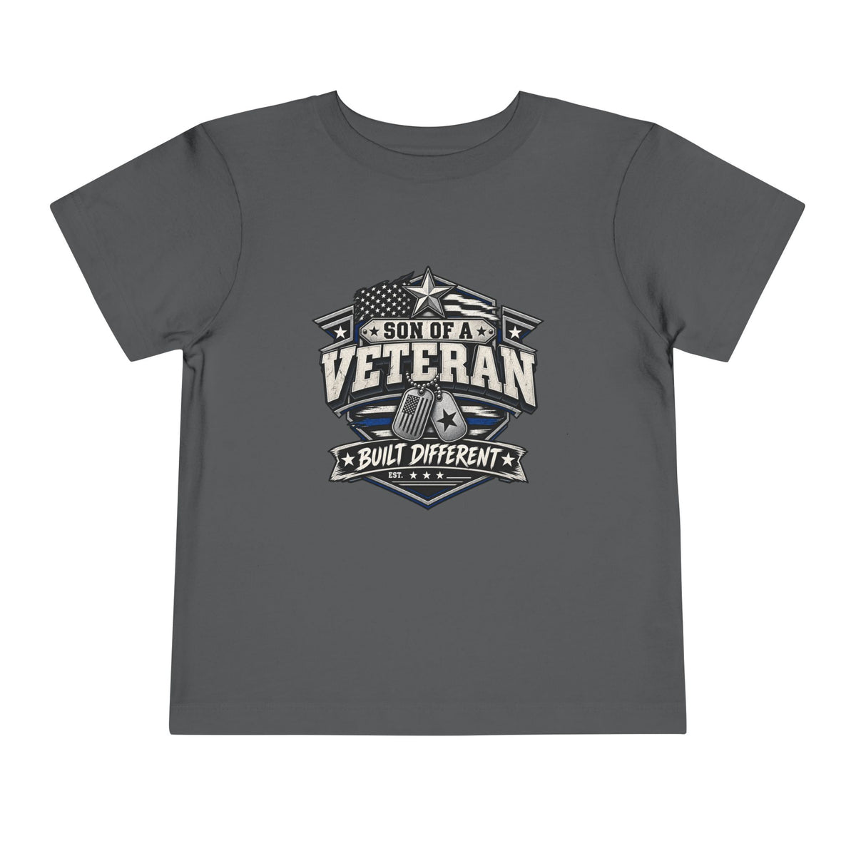 Son of a Veteran. Built Different. Son of a Veteran Shirt for Boys, Proud Military Kid T Shirt, Veteran Dad Son Tee, Military Family Gift, Patriotic Youth Shirt, Veteran Family