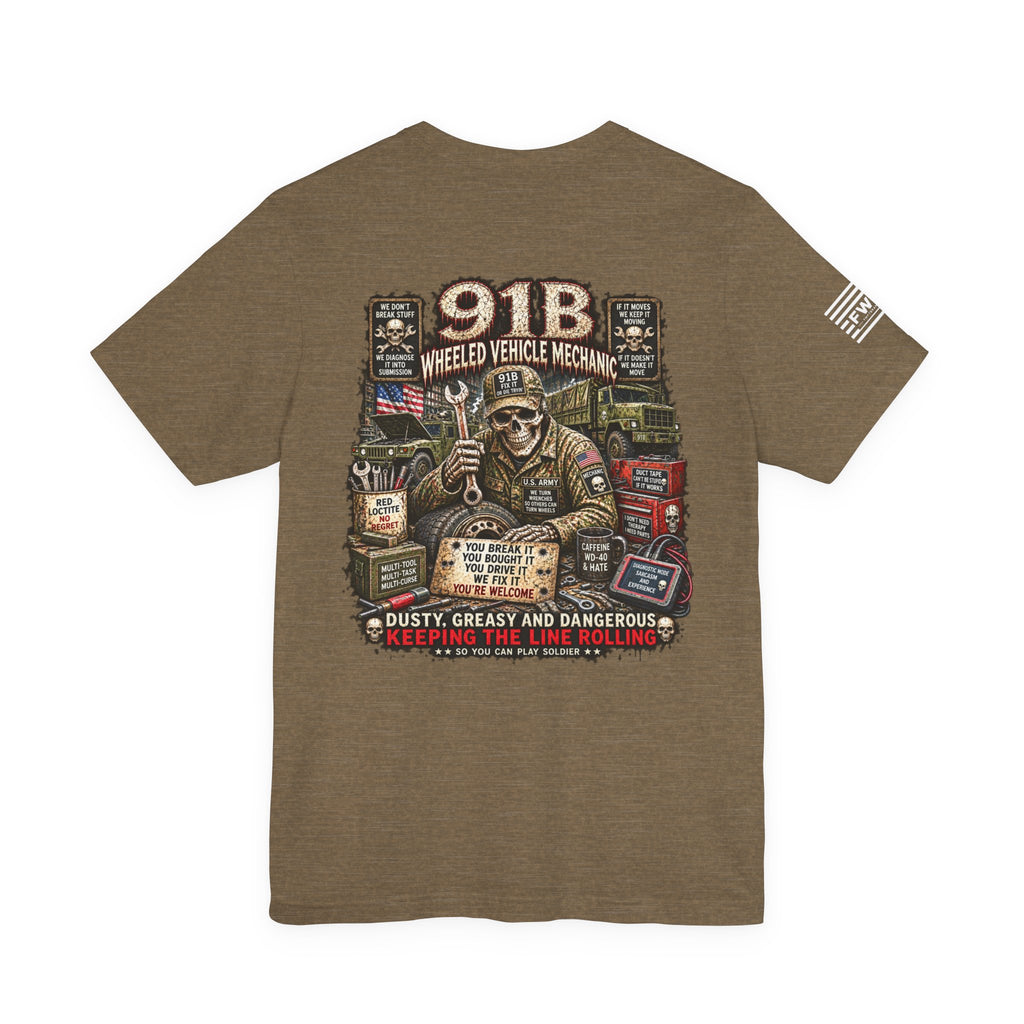 91B - US Army - Wheeled Vehicle Mechanic - Heavy Metal T-shirt | Veteran Military Shirt