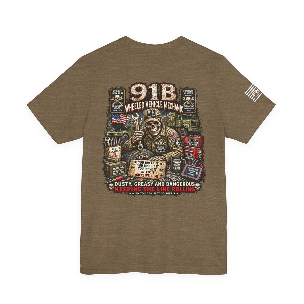 91B - US Army - Wheeled Vehicle Mechanic - Heavy Metal T-shirt | Veteran Military Shirt