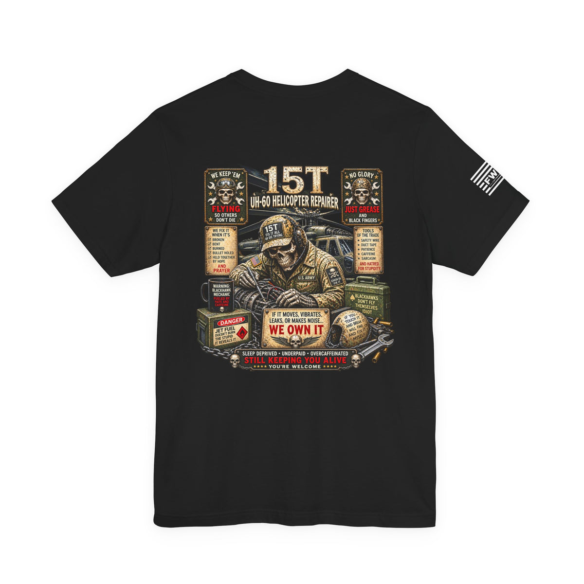 15T - US Army - UH-60 Helicopter Repairer - Heavy Metal T-shirt | Veteran Military Shirt