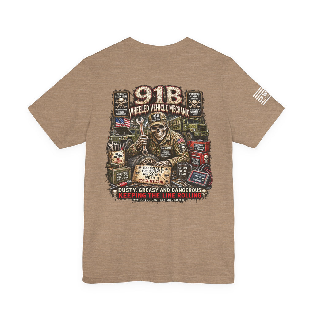 91B - US Army - Wheeled Vehicle Mechanic - Heavy Metal T-shirt | Veteran Military Shirt