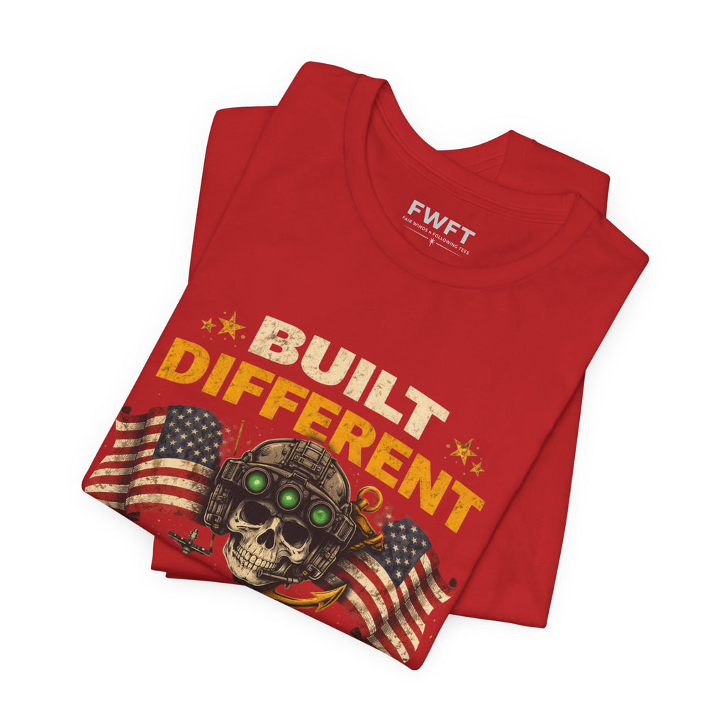 Built Different Skull - American Flags Navy Shirt | They’re Not Like Us Tee | US Navy Veteran Military Pride T-Shirt