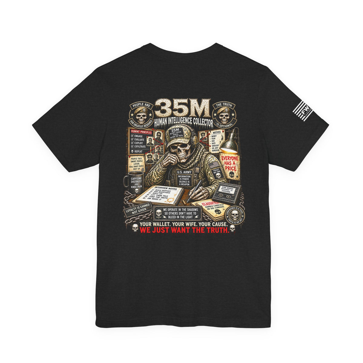 35M (Human Intelligence Collector) - US Army Heavy Metal T-shirt | Veteran Military Shirt
