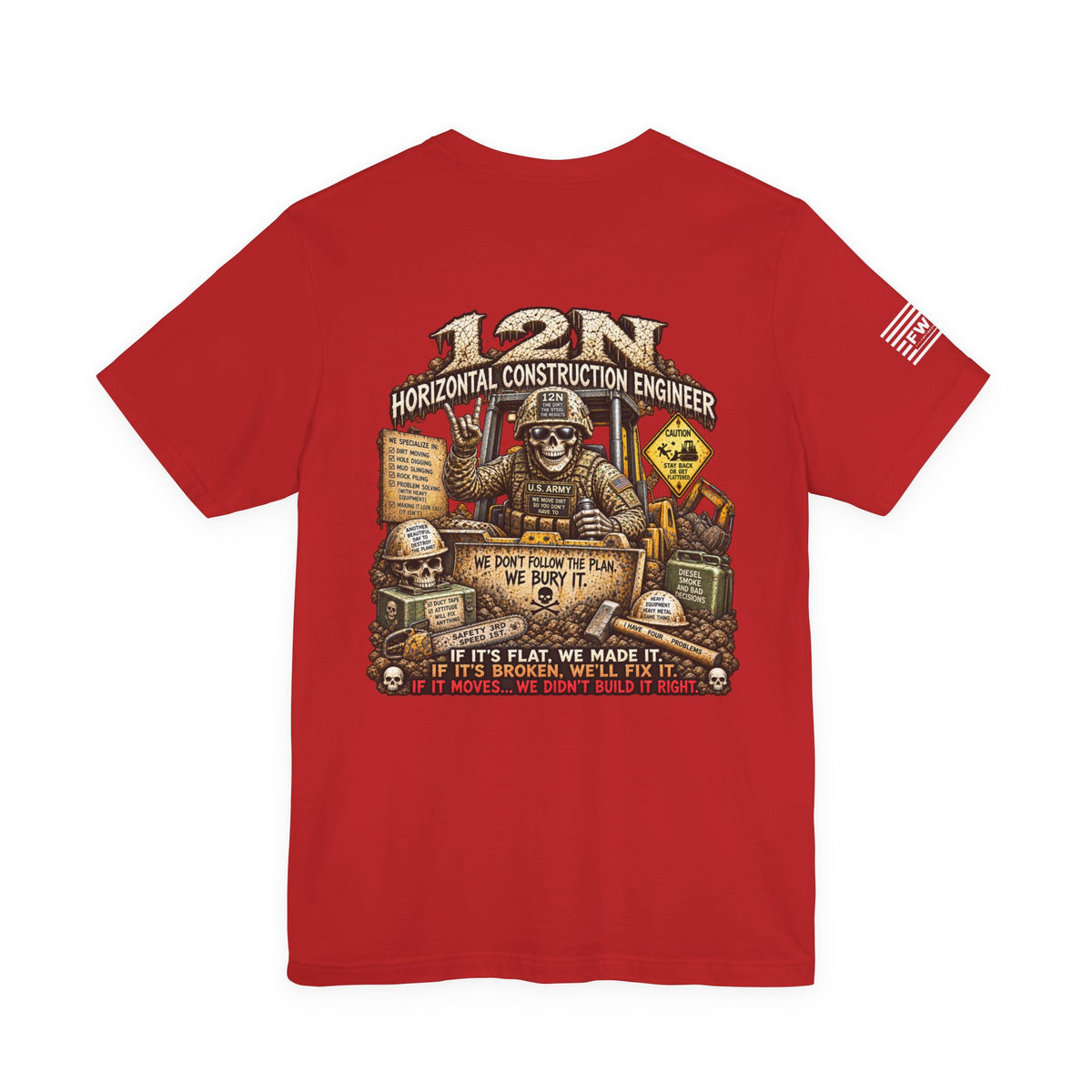 12N (Horizontal Construction Engineer) - US Army Heavy Metal T-shirt | Veteran Military Shirt