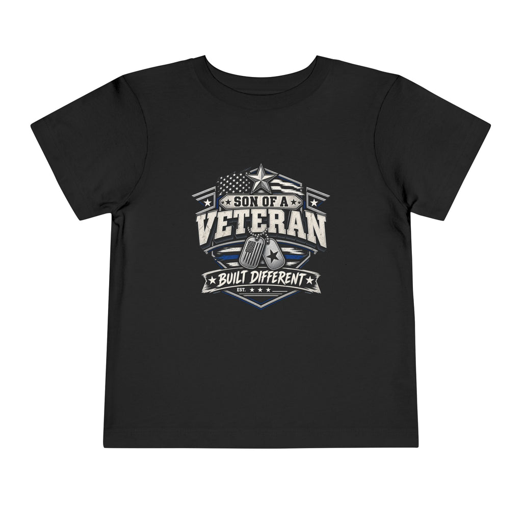 Son of a Veteran. Built Different. Son of a Veteran Shirt for Boys, Proud Military Kid T Shirt, Veteran Dad Son Tee, Military Family Gift, Patriotic Youth Shirt, Veteran Family