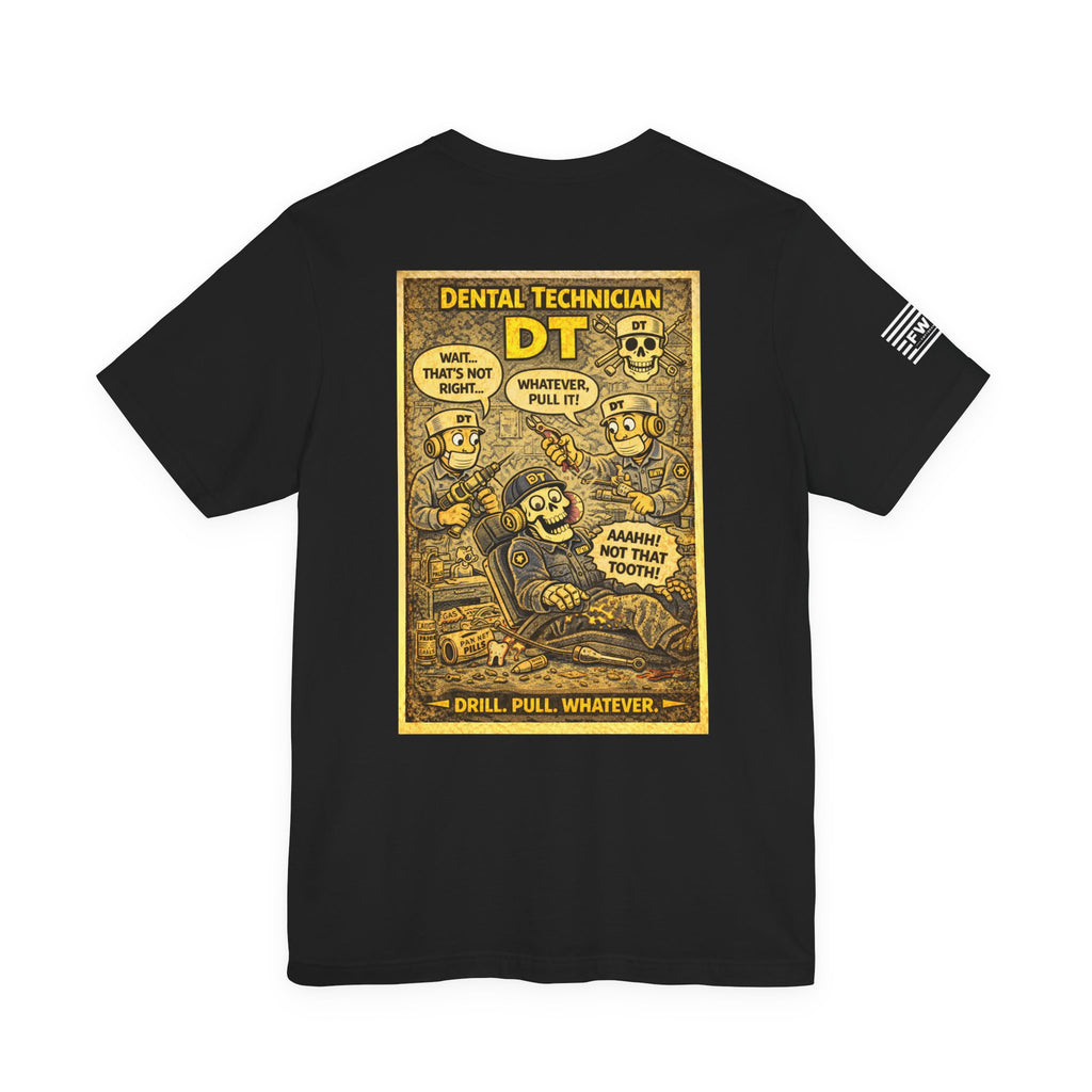 DT (Dental Technician) Shirt – 1950s Dark Humor Military Tee – Navy Veteran Graphic T-Shirt – Vintage Style Work Rate Design
