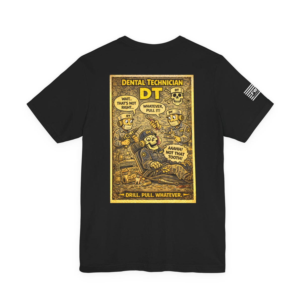 DT (Dental Technician) Shirt – 1950s Dark Humor Military Tee – Navy Veteran Graphic T-Shirt – Vintage Style Work Rate Design