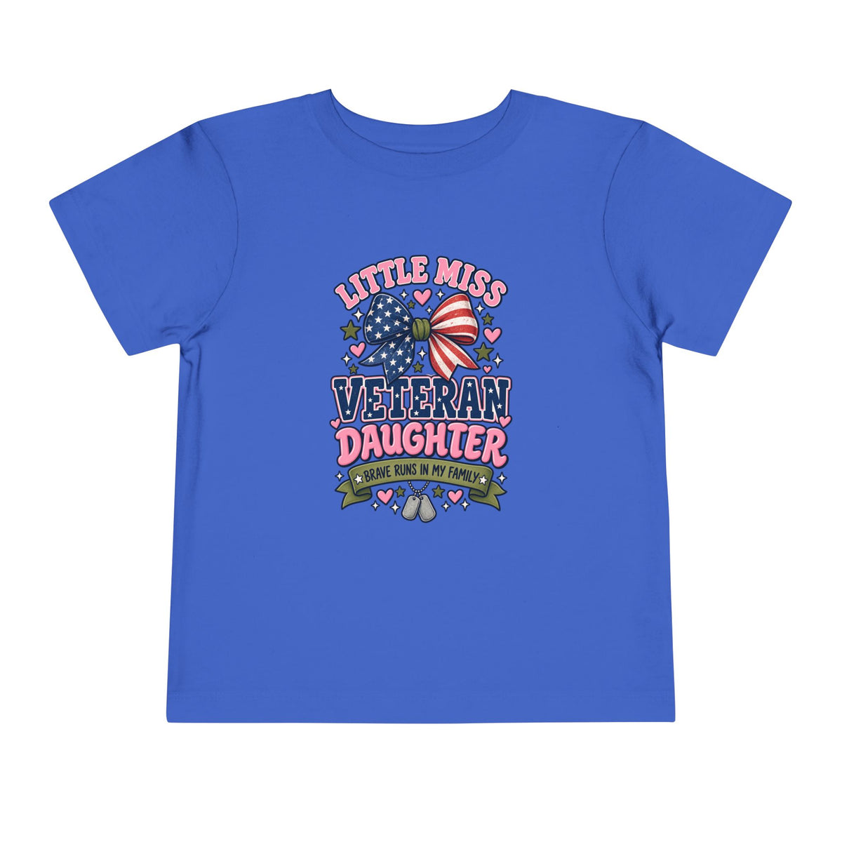 Little Miss Veteran Daughter Shirt, Brave Runs in My Family Kids Tee