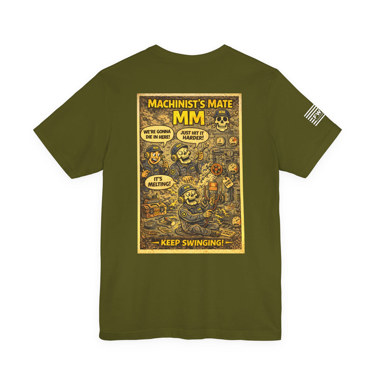 MM (Machinist’s Mate) Shirt – 1950s Dark Humor Military Tee – Navy Veteran Graphic T-Shirt – Vintage Style Work Rate Design