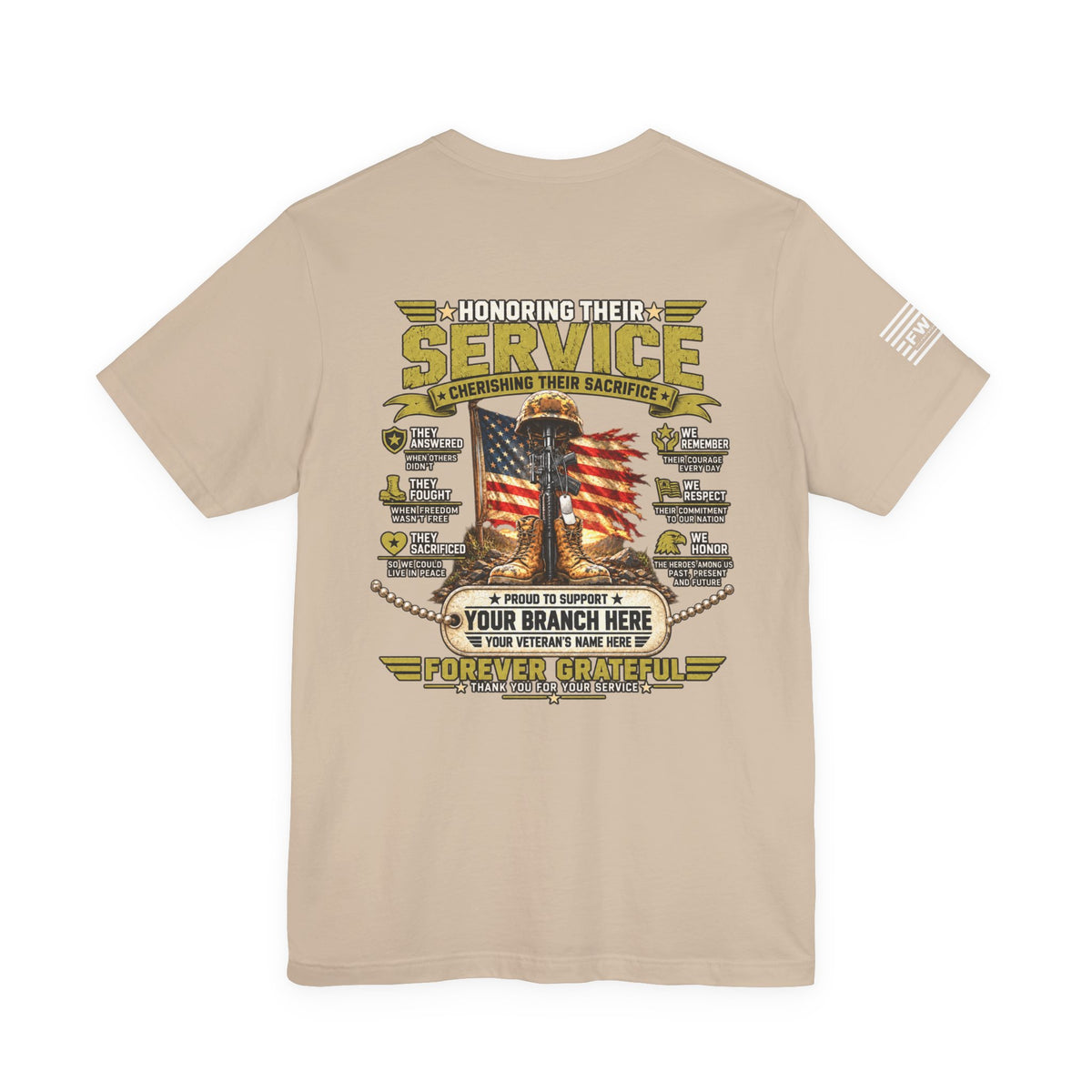 Honoring Their Service Personalized Veteran Support T-Shirt – Custom Military Branch & Veteran Name Tribute Tee