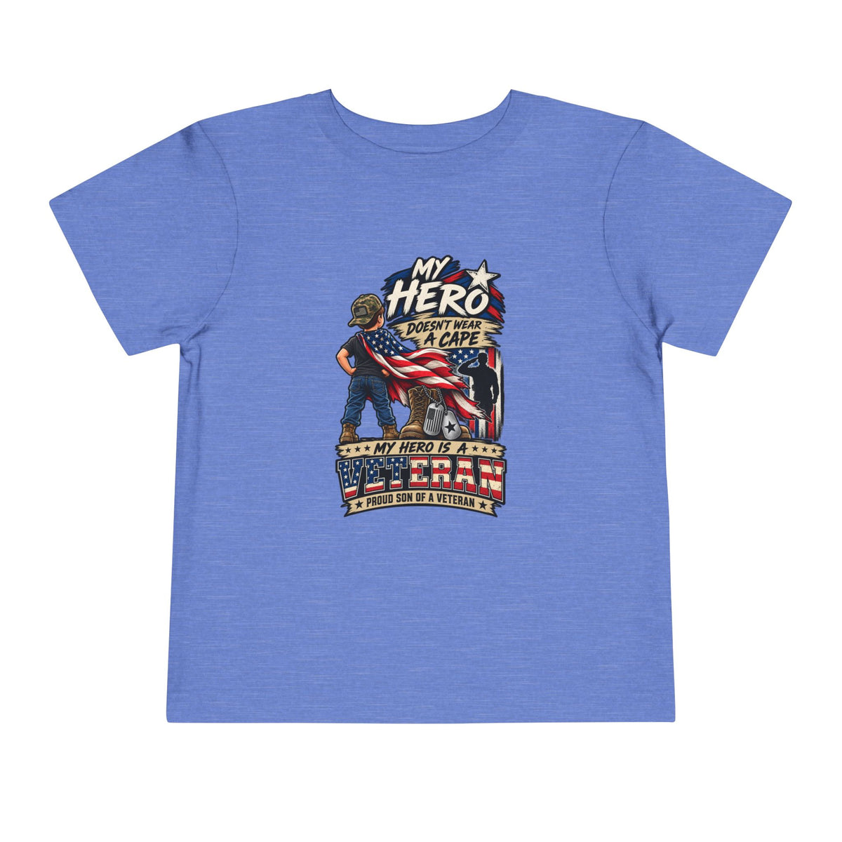 My Hero Doesn't Wear a Cape. My Hero is a Veteran. Son of a Veteran Shirt for Boys, Proud Military Kid T Shirt, Veteran Dad Son Tee, Military Family Gift, Patriotic Youth Shirt, Veteran Family