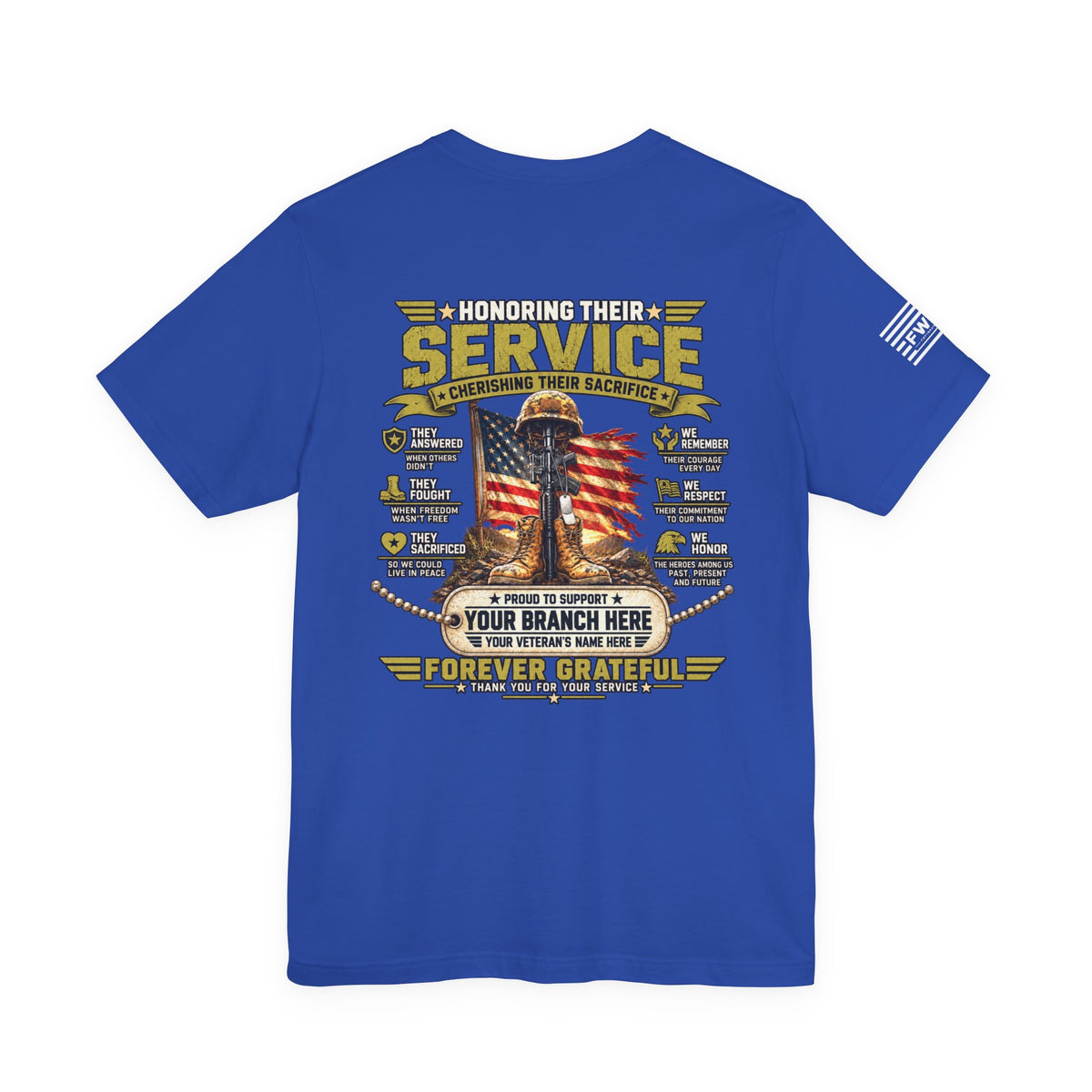 Honoring Their Service Personalized Veteran Support T-Shirt – Custom Military Branch & Veteran Name Tribute Tee