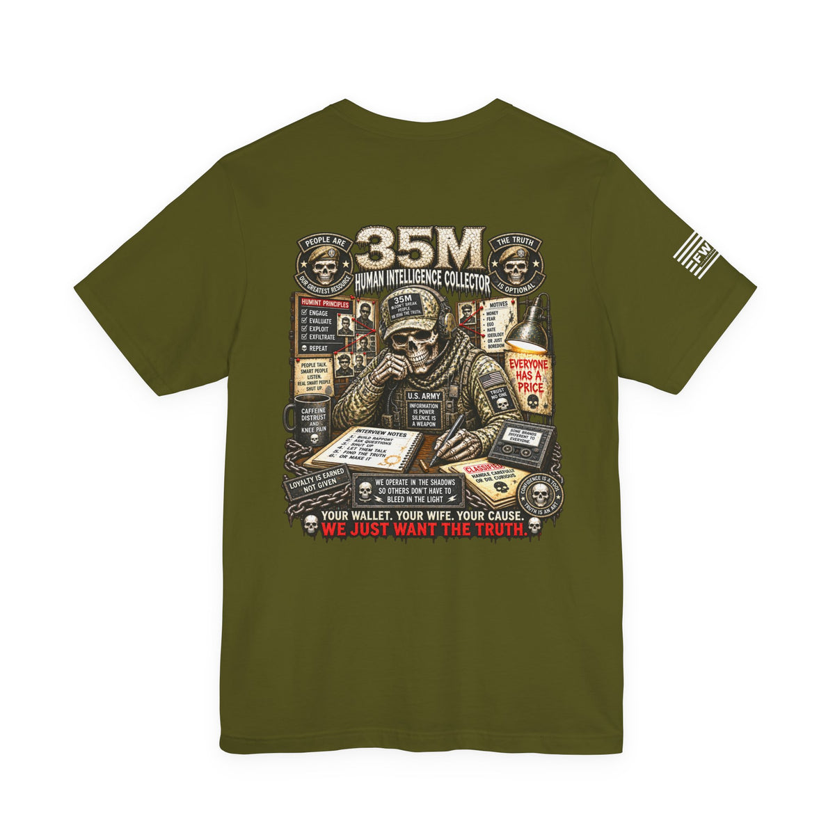 35M (Human Intelligence Collector) - US Army Heavy Metal T-shirt | Veteran Military Shirt