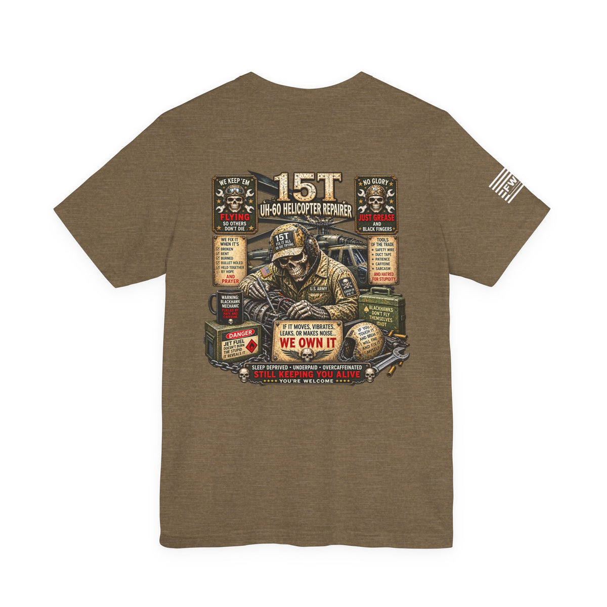 15T - US Army - UH-60 Helicopter Repairer - Heavy Metal T-shirt | Veteran Military Shirt