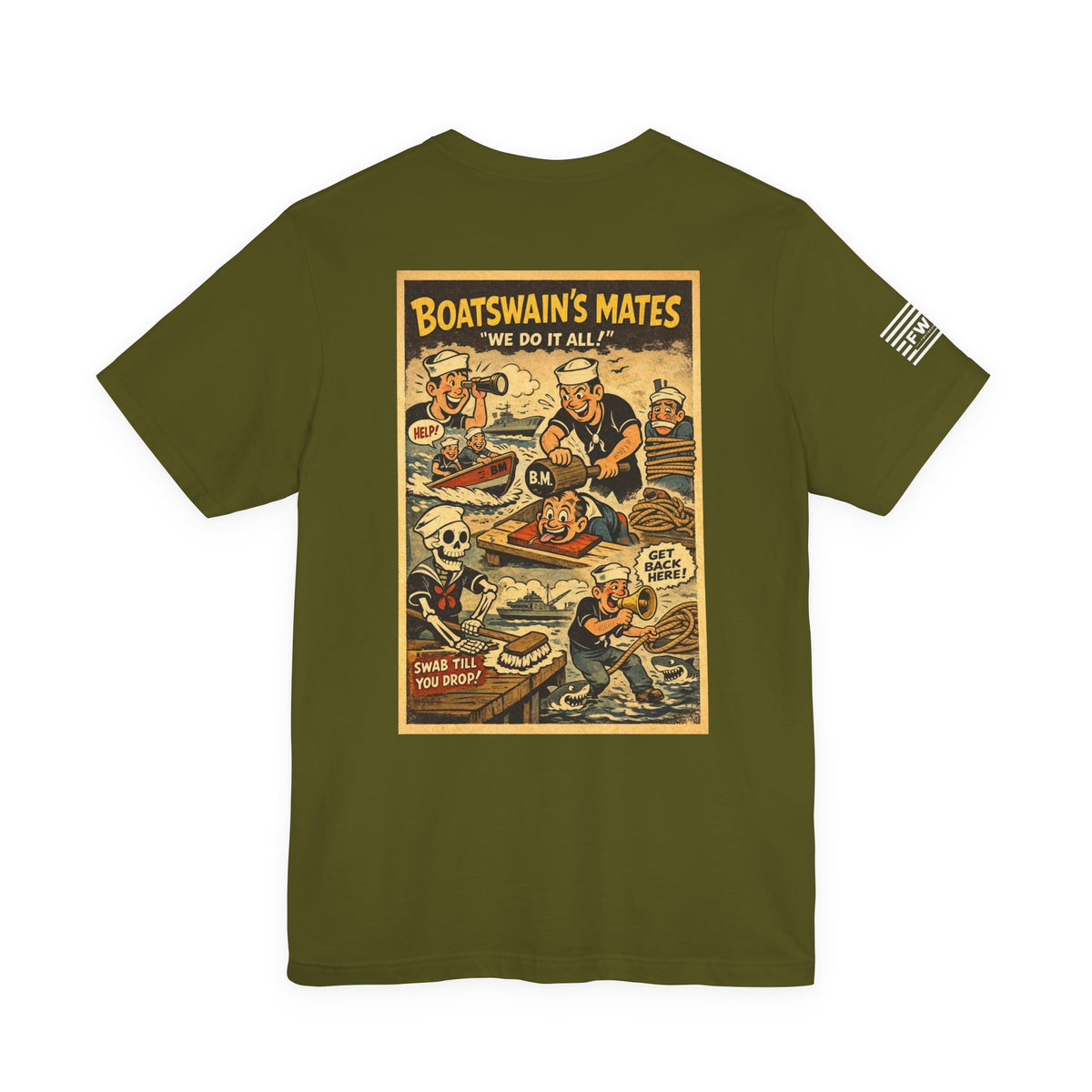 BM (Boatwain's Mate) Shirt – 1950s Dark Humor Military Tee – Navy Veteran Graphic T-Shirt – Vintage Style Work Rate Design