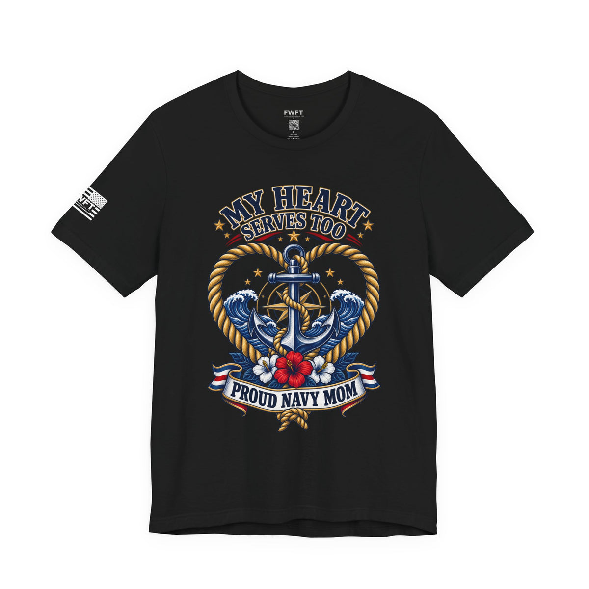My Heart Serves Too Navy Mom Shirt, Proud Military Mother Gift, Sailor Family Tee