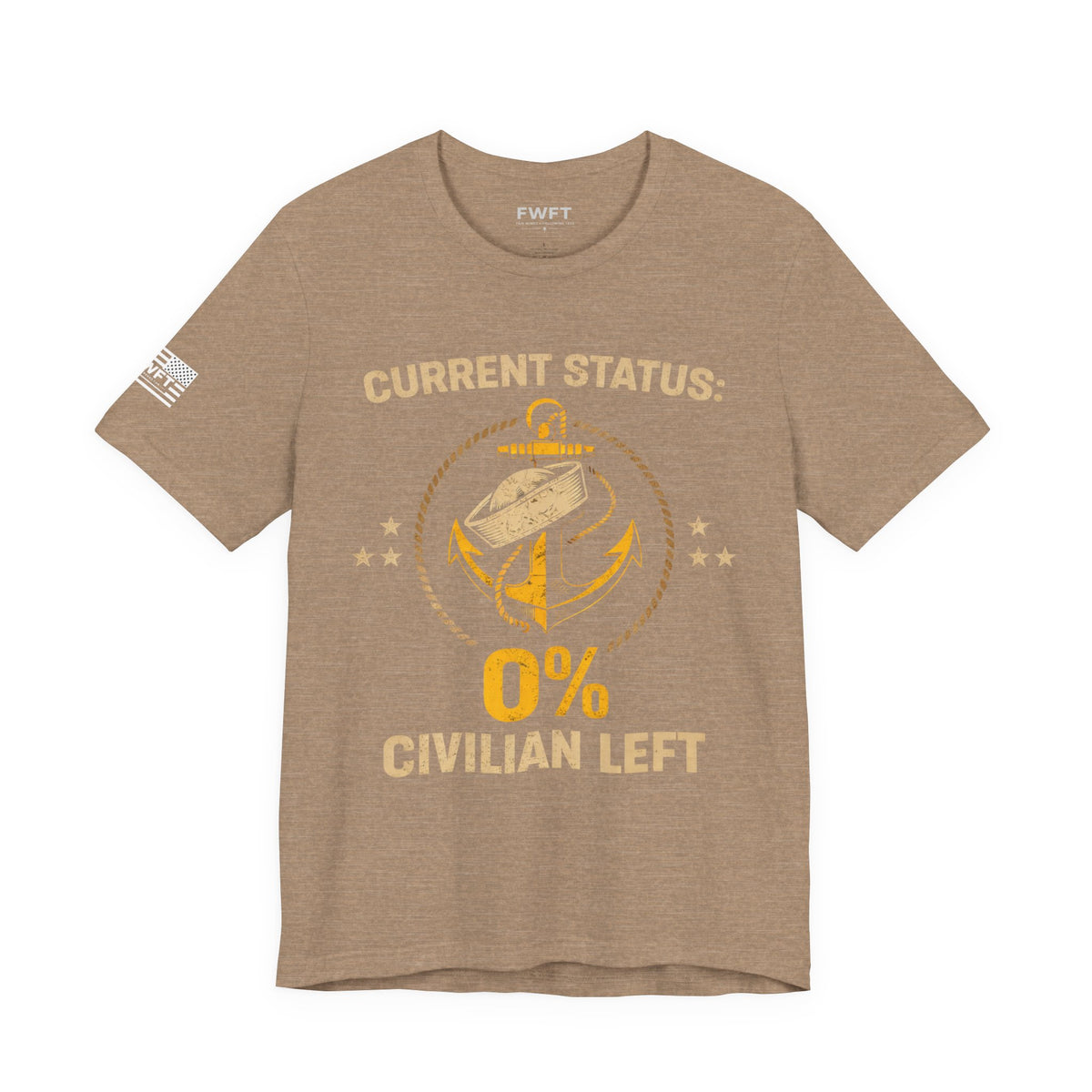 0% Civilian Left – Navy Veteran T-Shirt