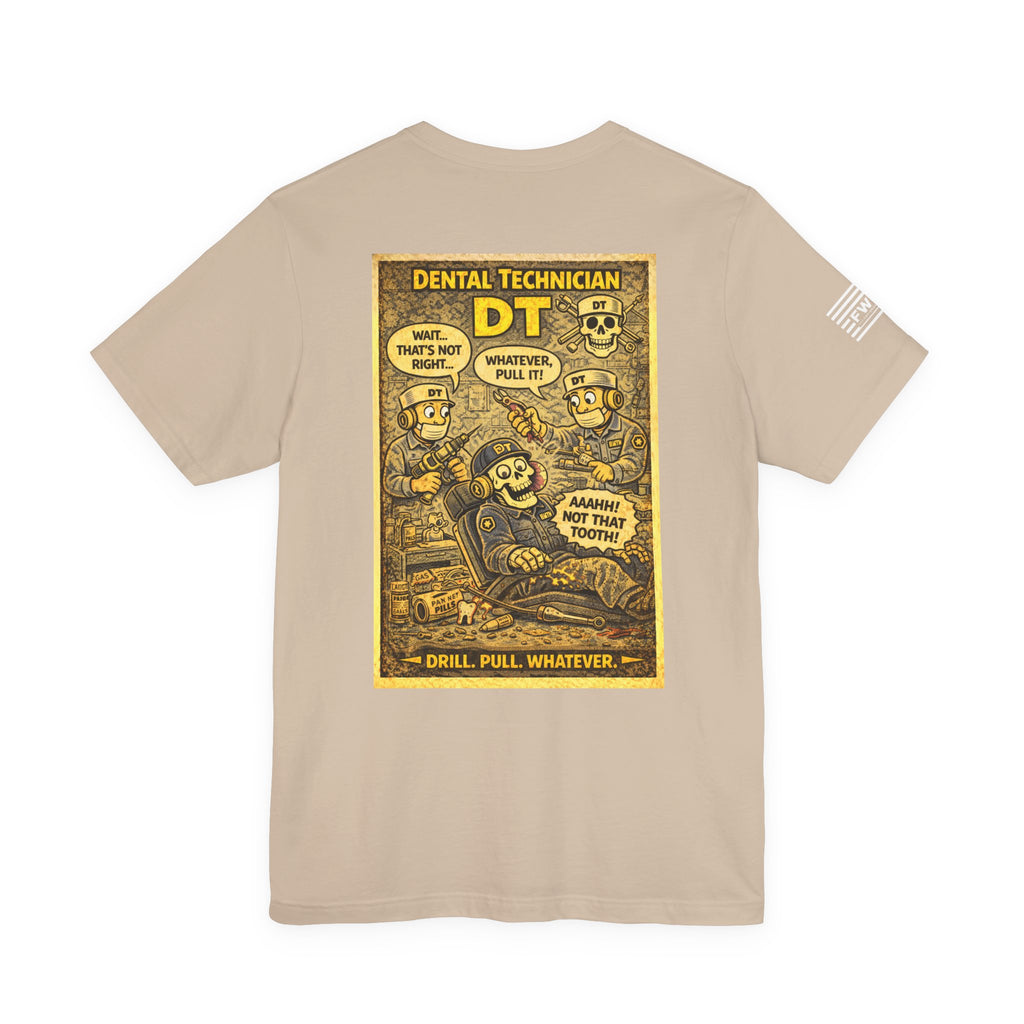 DT (Dental Technician) Shirt – 1950s Dark Humor Military Tee – Navy Veteran Graphic T-Shirt – Vintage Style Work Rate Design