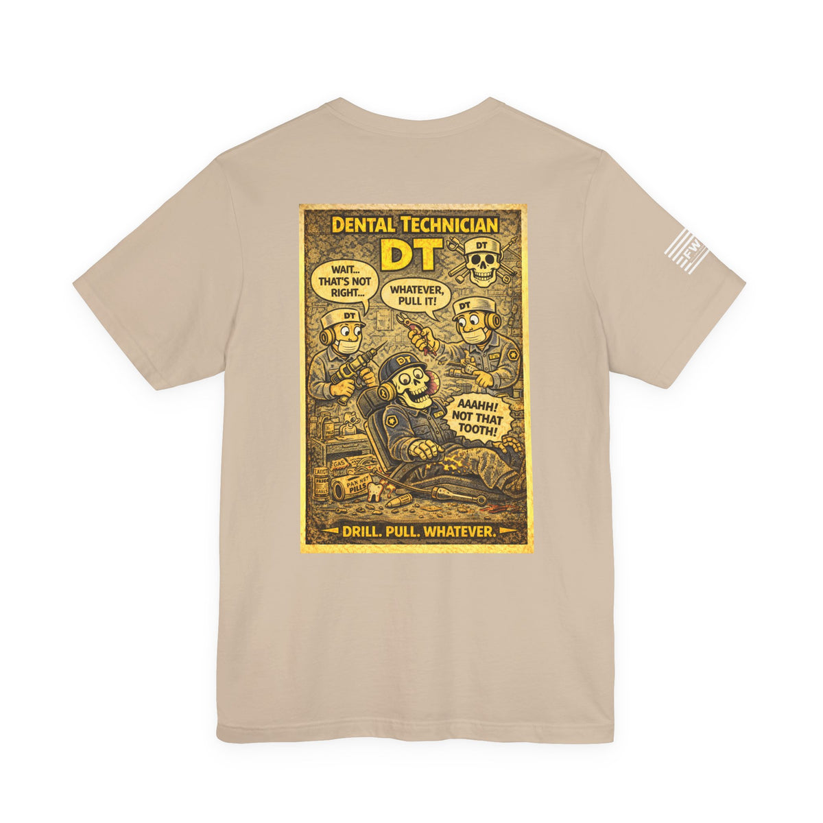 DT (Dental Technician) Shirt – 1950s Dark Humor Military Tee – Navy Veteran Graphic T-Shirt – Vintage Style Work Rate Design