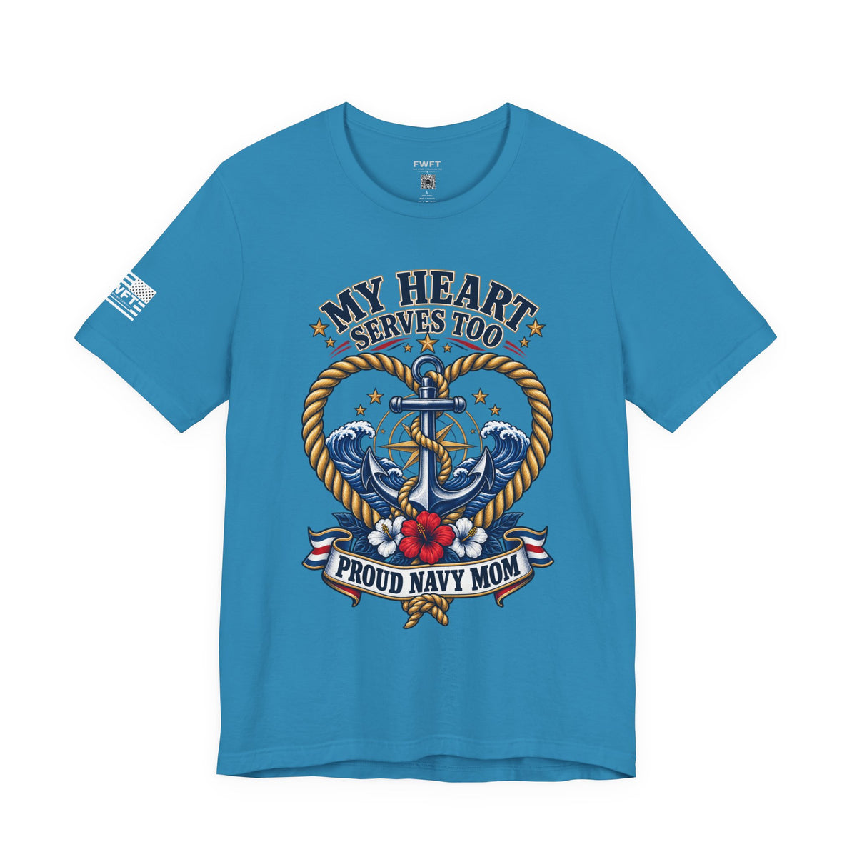 My Heart Serves Too Navy Mom Shirt, Proud Military Mother Gift, Sailor Family Tee
