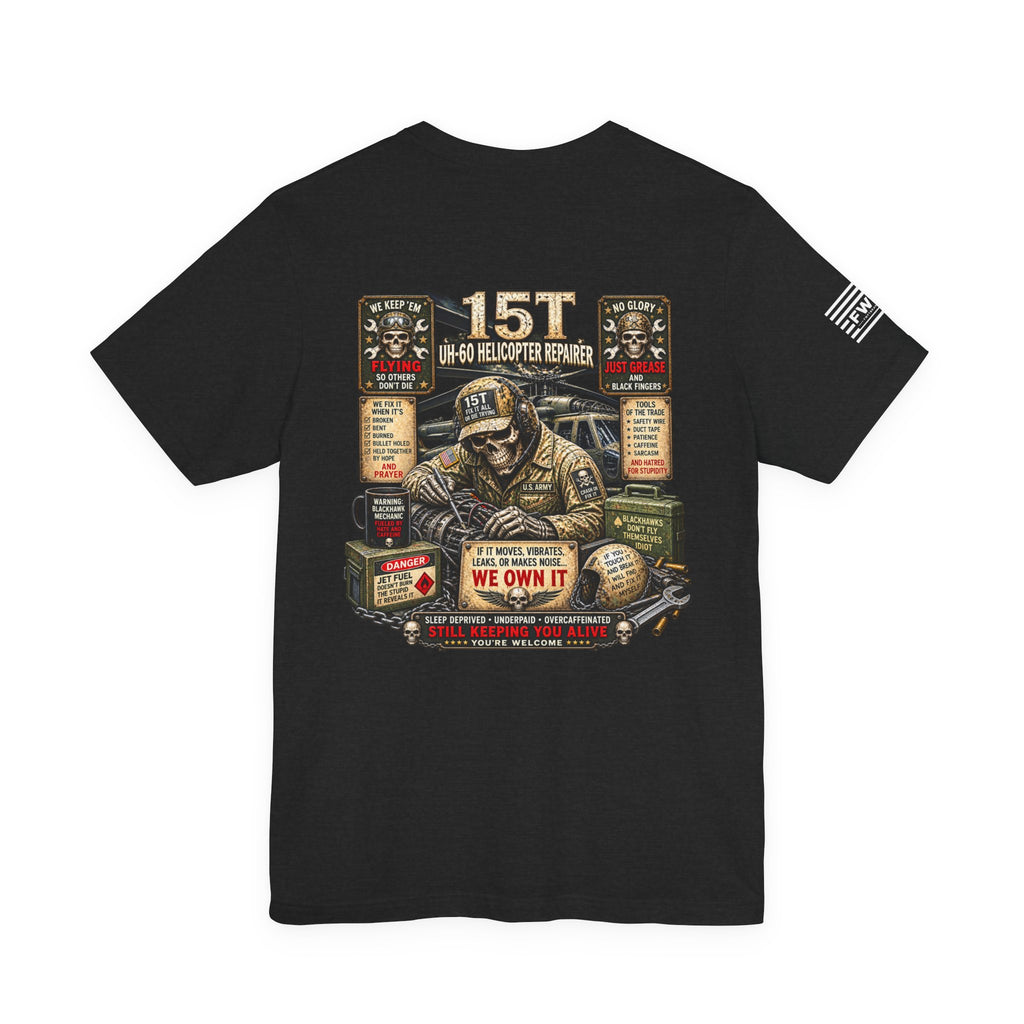15T - US Army - UH-60 Helicopter Repairer - Heavy Metal T-shirt | Veteran Military Shirt