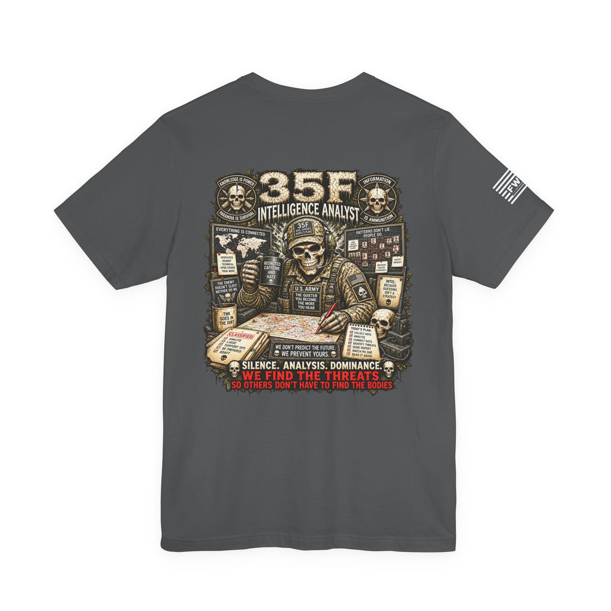 35F (Intelligence Analyst) - US Army Heavy Metal T-shirt | Army Veteran Shirt