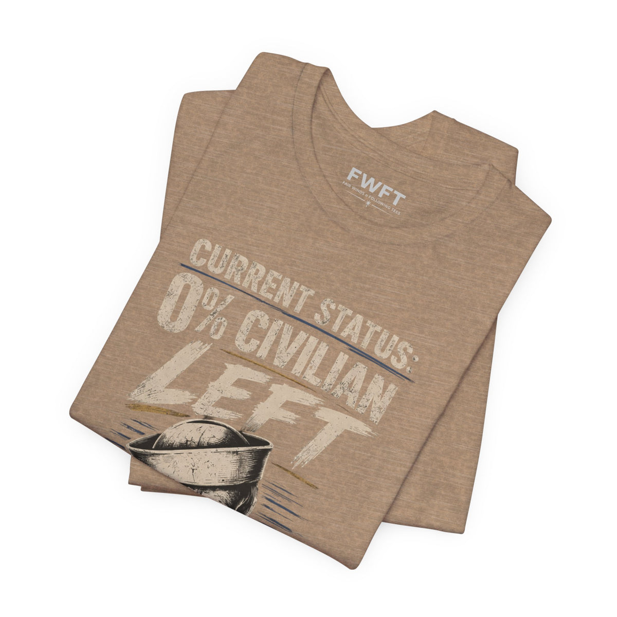 0% Civilian Left – 100% Navy Shirt | Veteran Military Tee | Navy Skull Anchor Shirt | Dark Humor Vet Apparel | Gift for Sailors