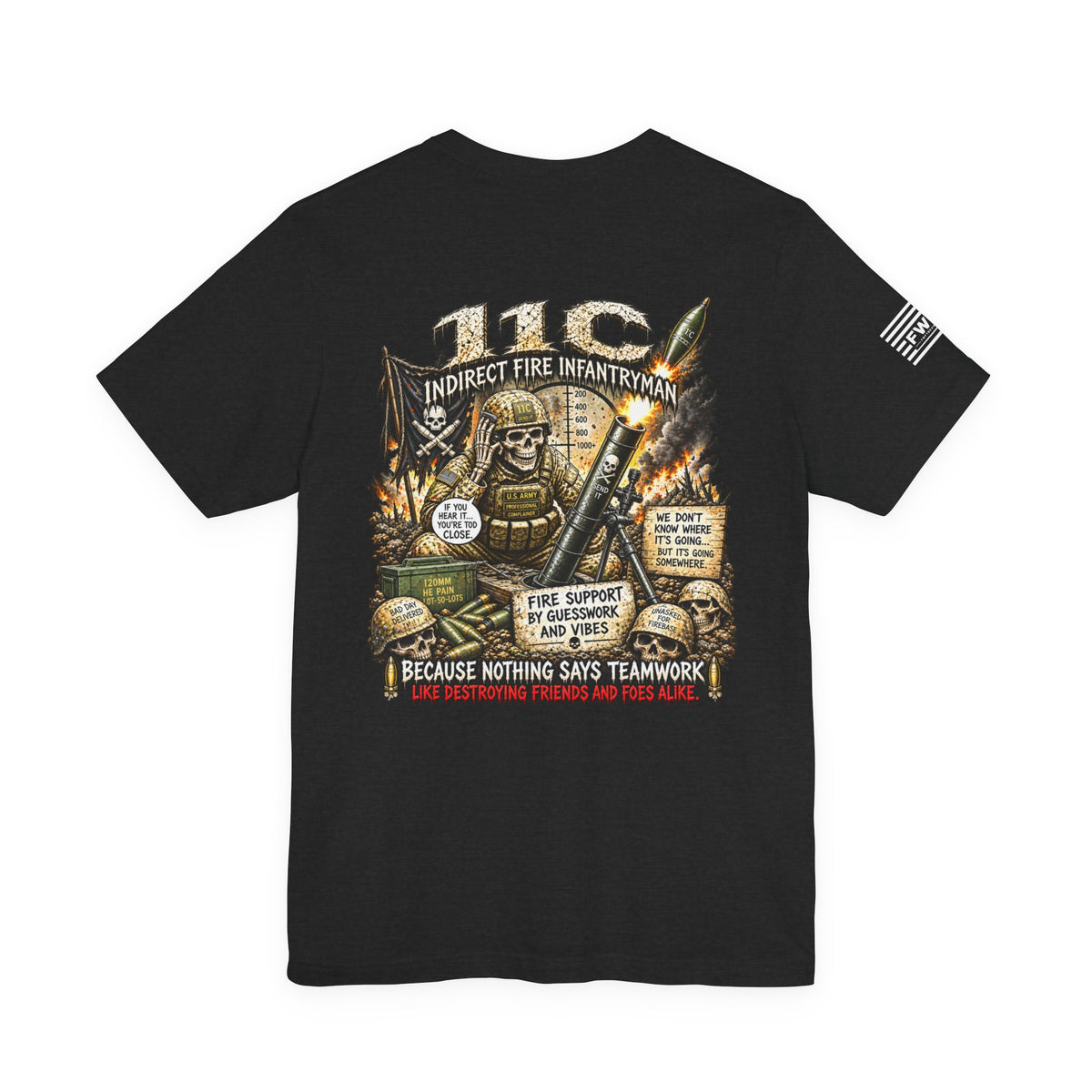 11C (Indirect Fire Infantryman) - US Army Heavy Metal T-shirt | Veteran Military Shirt