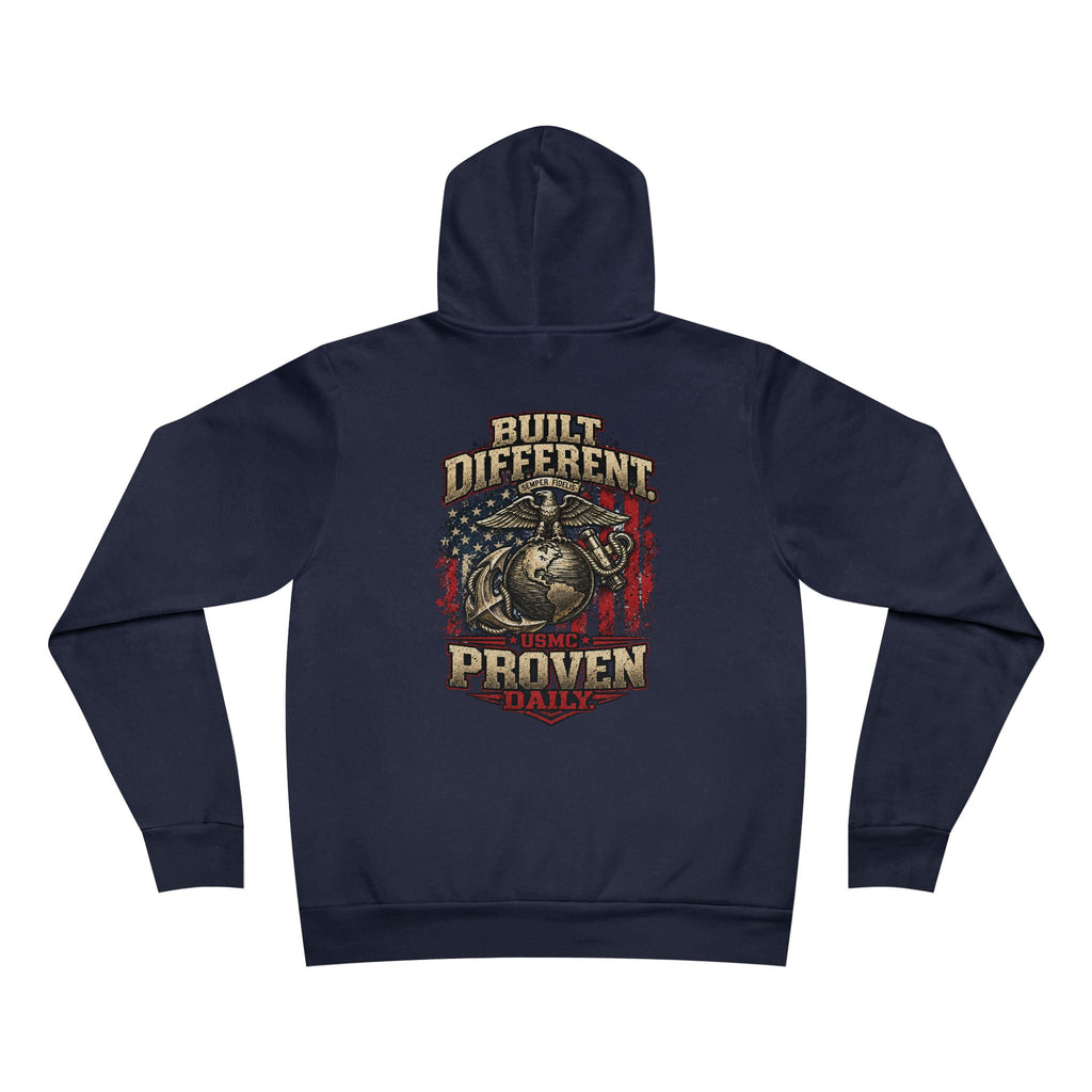 Built Different Proven Daily Hoodie – USMC Inspired Military Graphic Sweatshirt