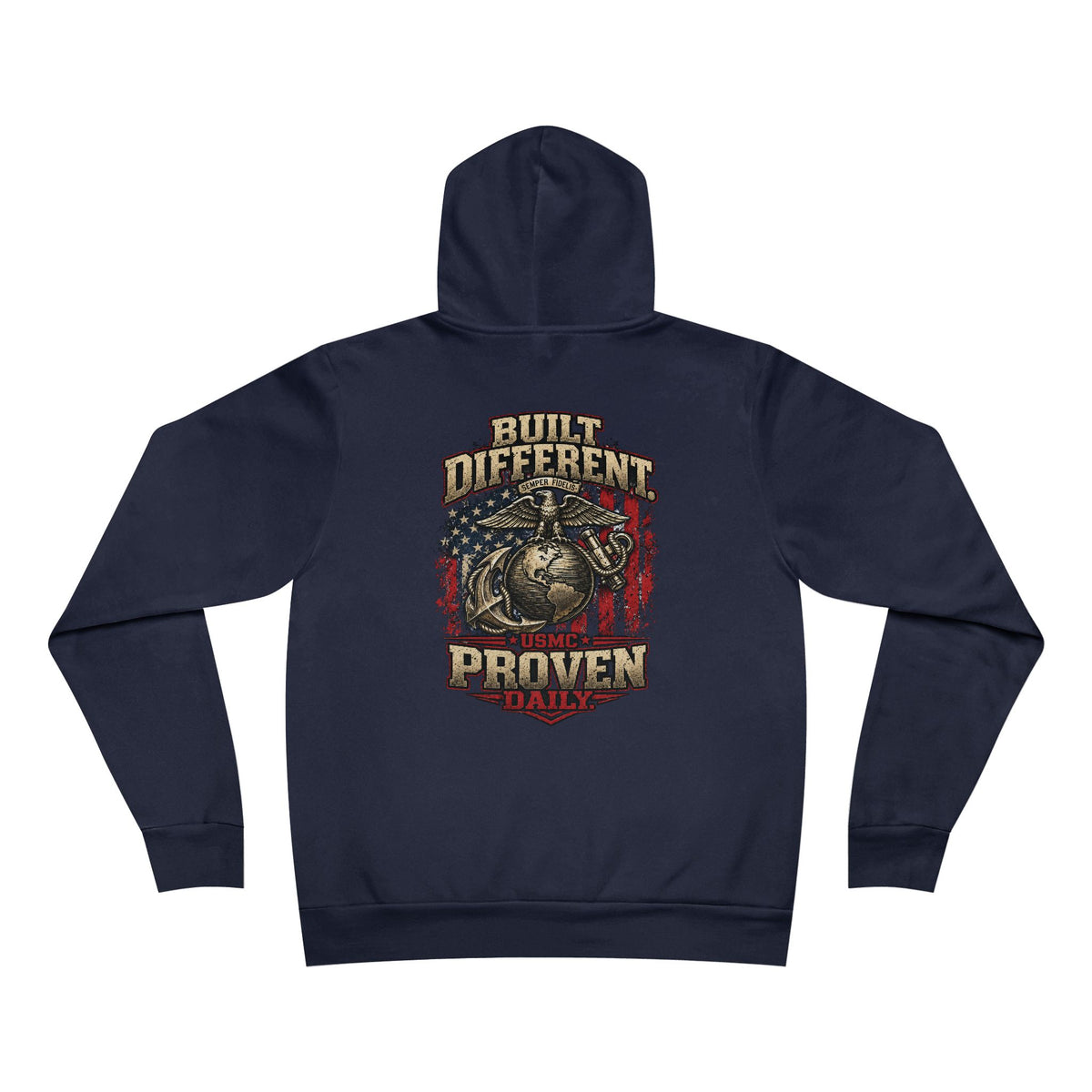 Built Different Proven Daily Hoodie – USMC Inspired Military Graphic Sweatshirt