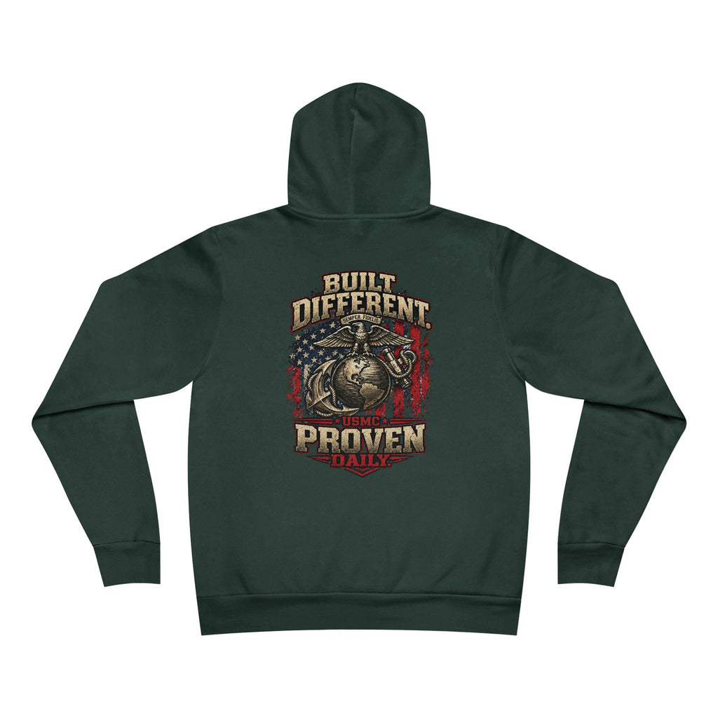 Built Different Proven Daily Hoodie – USMC Inspired Military Graphic Sweatshirt