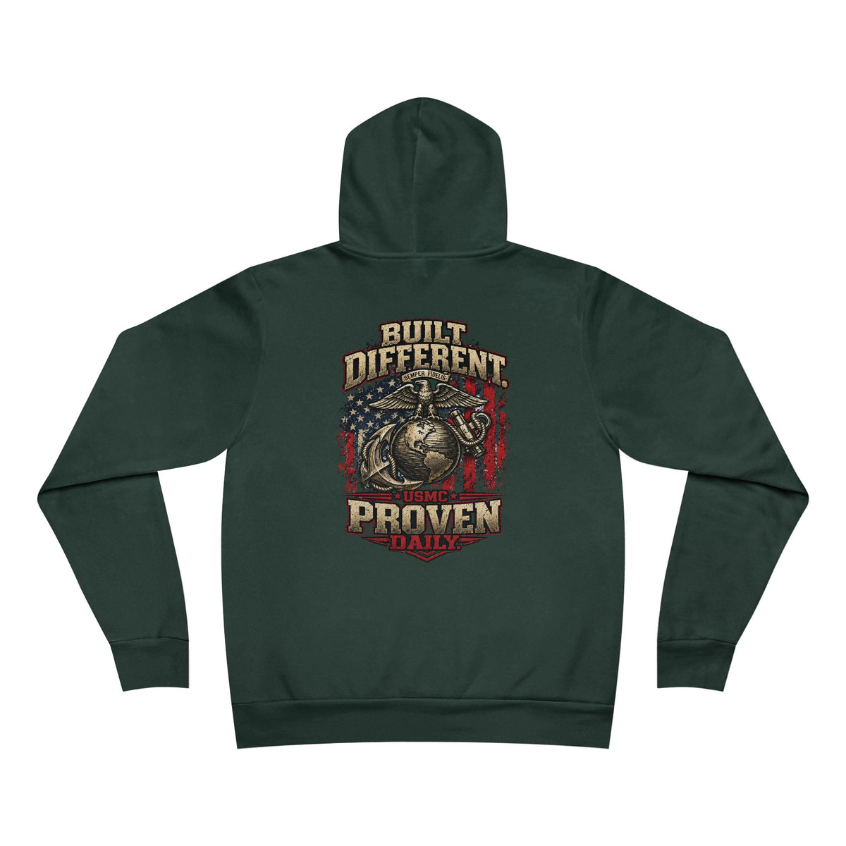 Built Different Proven Daily Hoodie – USMC Inspired Military Graphic Sweatshirt