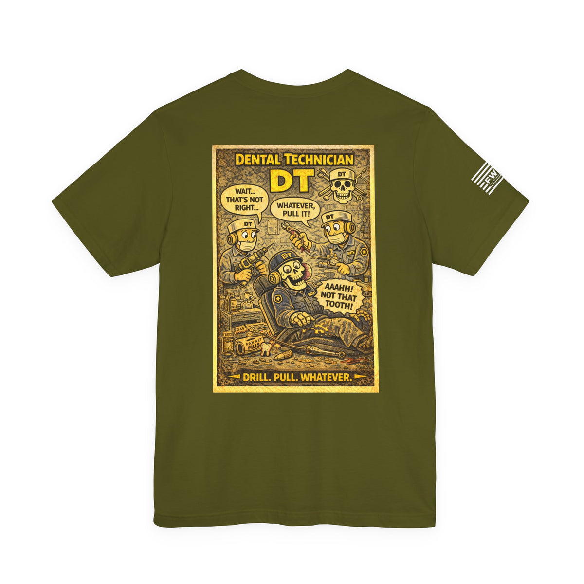 DT (Dental Technician) Shirt – 1950s Dark Humor Military Tee – Navy Veteran Graphic T-Shirt – Vintage Style Work Rate Design