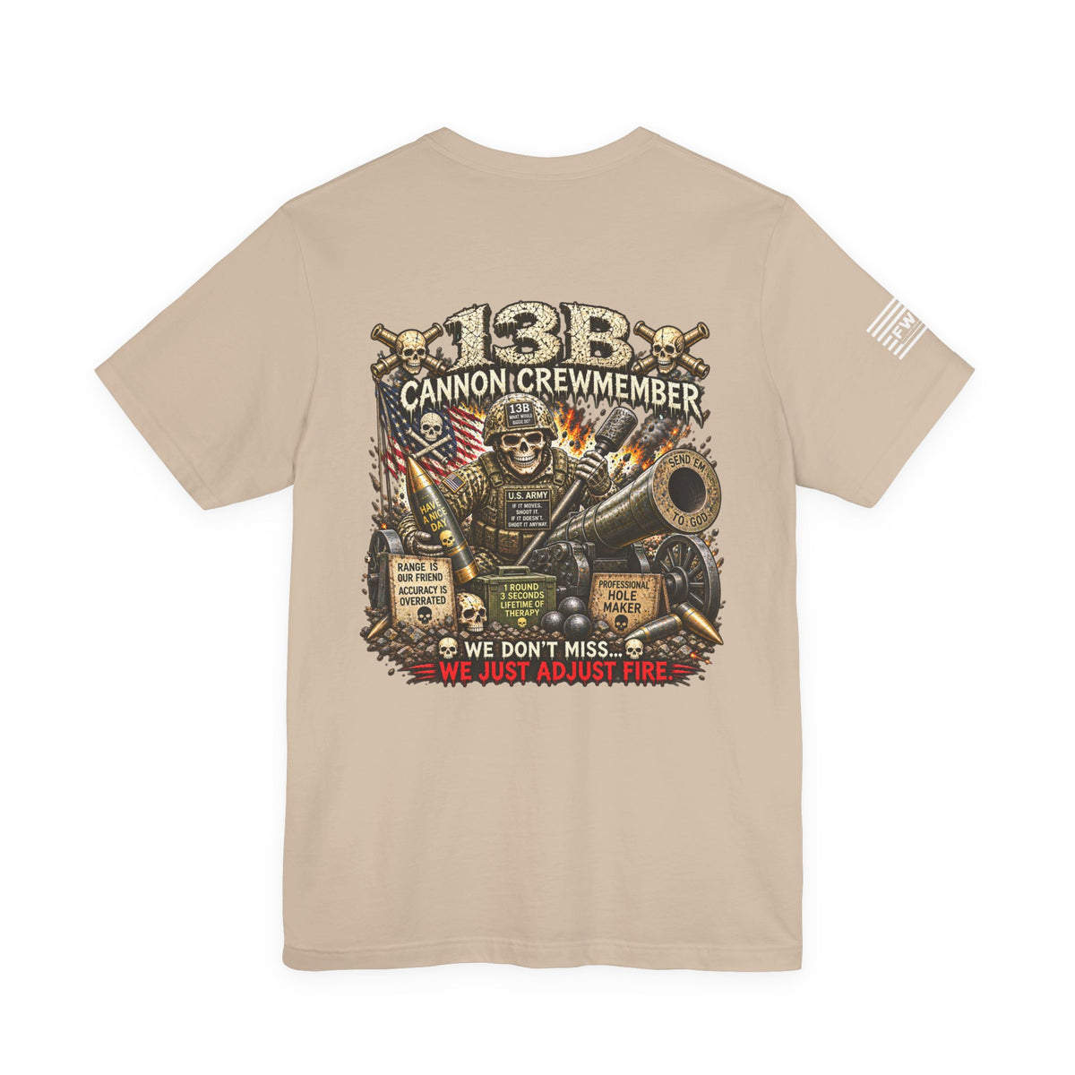 13B - (Cannon Crewmember) - US Army Heavy Metal T-shirt | Army Veteran Shirt