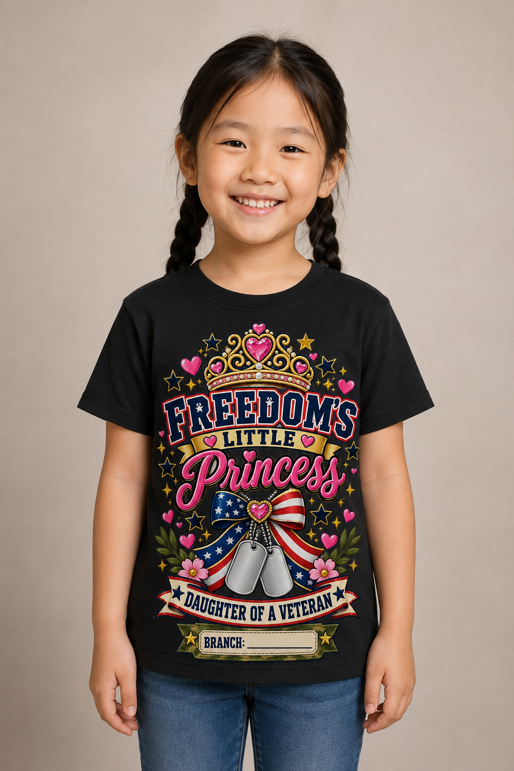 Freedom’s Little Princess Personalized Veteran Daughter Kids Shirt