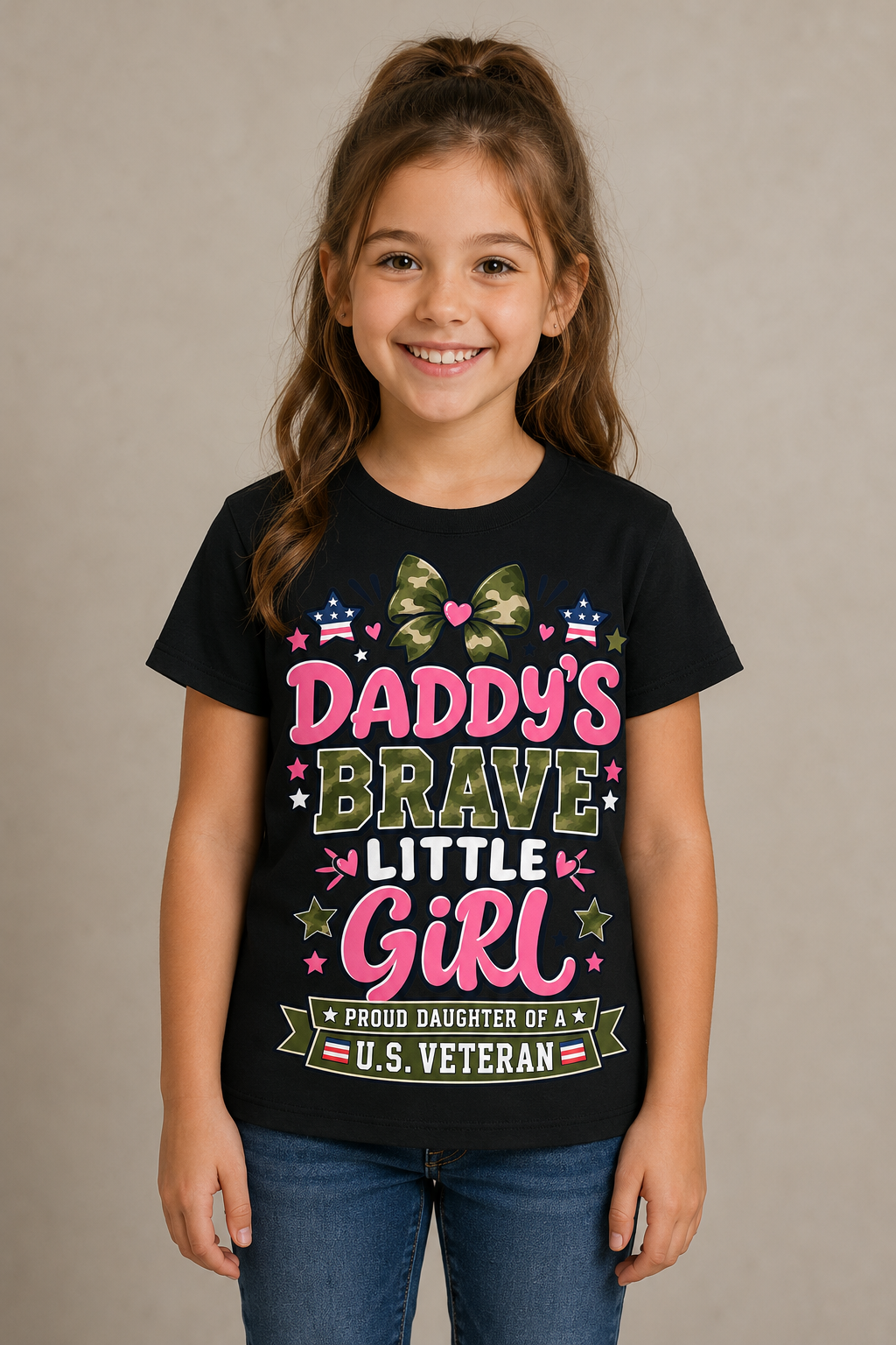 Daddy’s Brave Little Girl Shirt, Proud Daughter of a Veteran Kids Tee