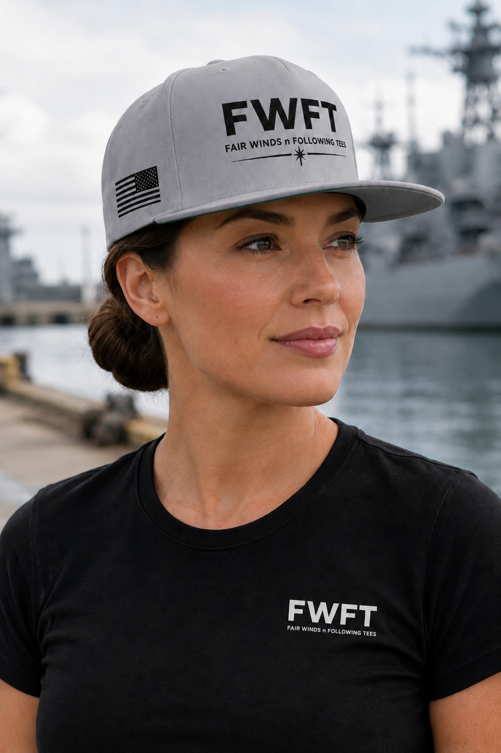 FWFT Hat, Fair Winds & Following Tees Snapback, Navy Veteran Inspired Cap, Flat Bill Military Hat, Streetwear Veteran Brand