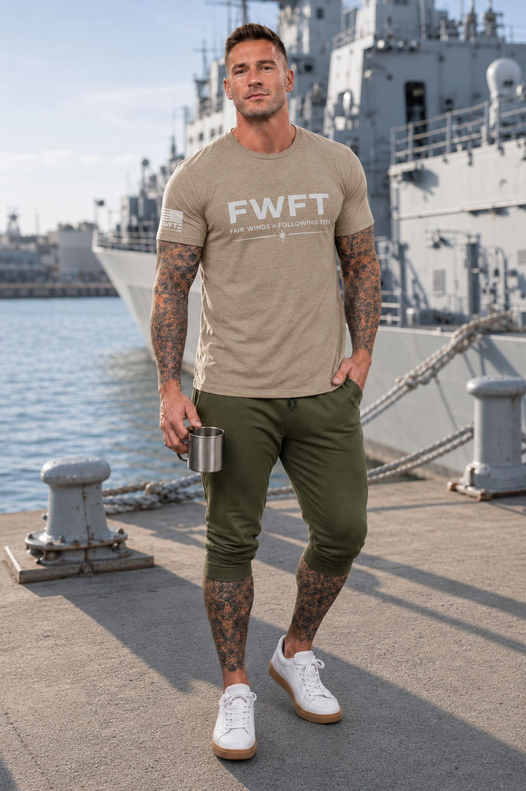 FWFT Logo T-Shirt, Fair Winds & Following Tees Shirt, Navy Inspired Tee, Veteran Apparel, Military Streetwear Shirt