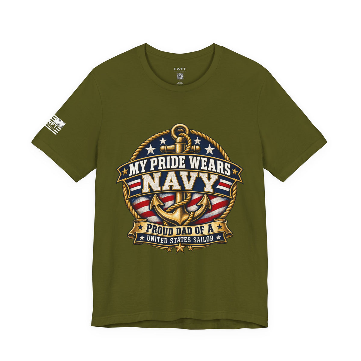 My Pride Wears Navy Dad Shirt, Proud Father of a US Sailor T Shirt, Navy Boot Camp Graduation Gift, Military Family Tee