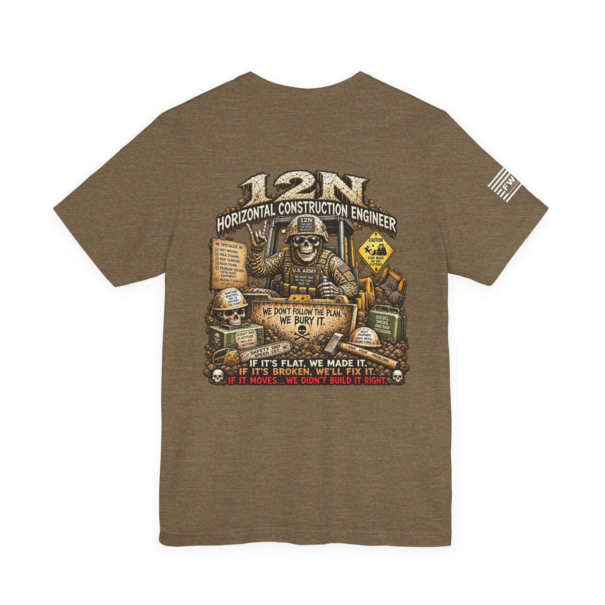 12N (Horizontal Construction Engineer) - US Army Heavy Metal T-shirt | Veteran Military Shirt