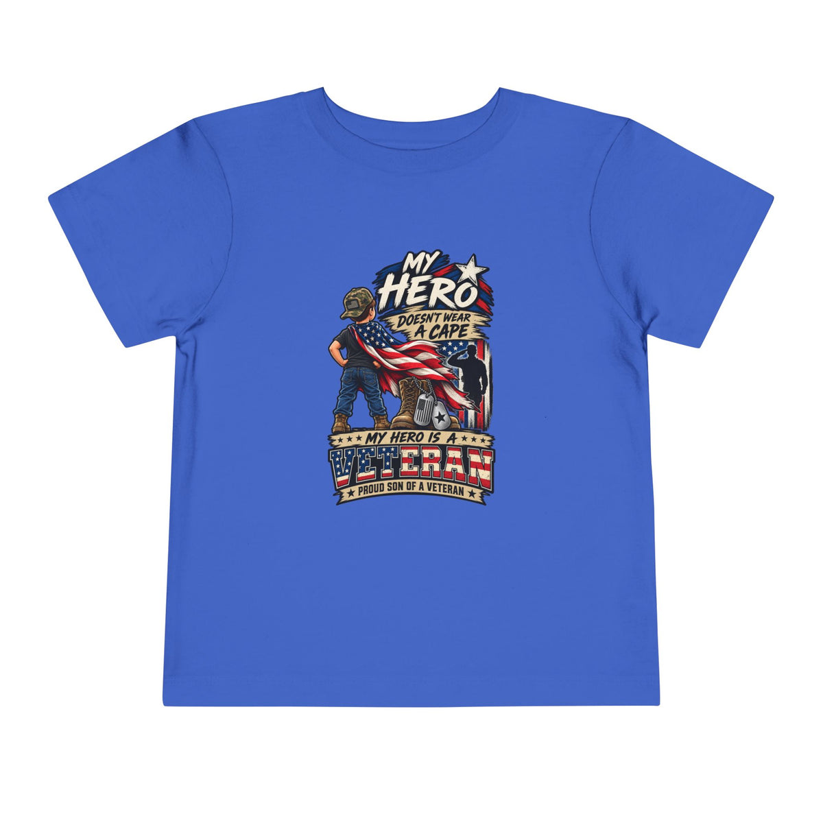 My Hero Doesn't Wear a Cape. My Hero is a Veteran. Son of a Veteran Shirt for Boys, Proud Military Kid T Shirt, Veteran Dad Son Tee, Military Family Gift, Patriotic Youth Shirt, Veteran Family