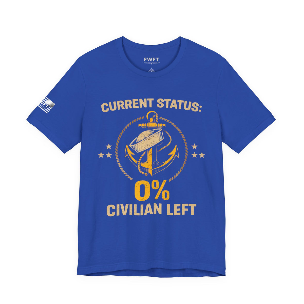 0% Civilian Left – Navy Veteran T-Shirt