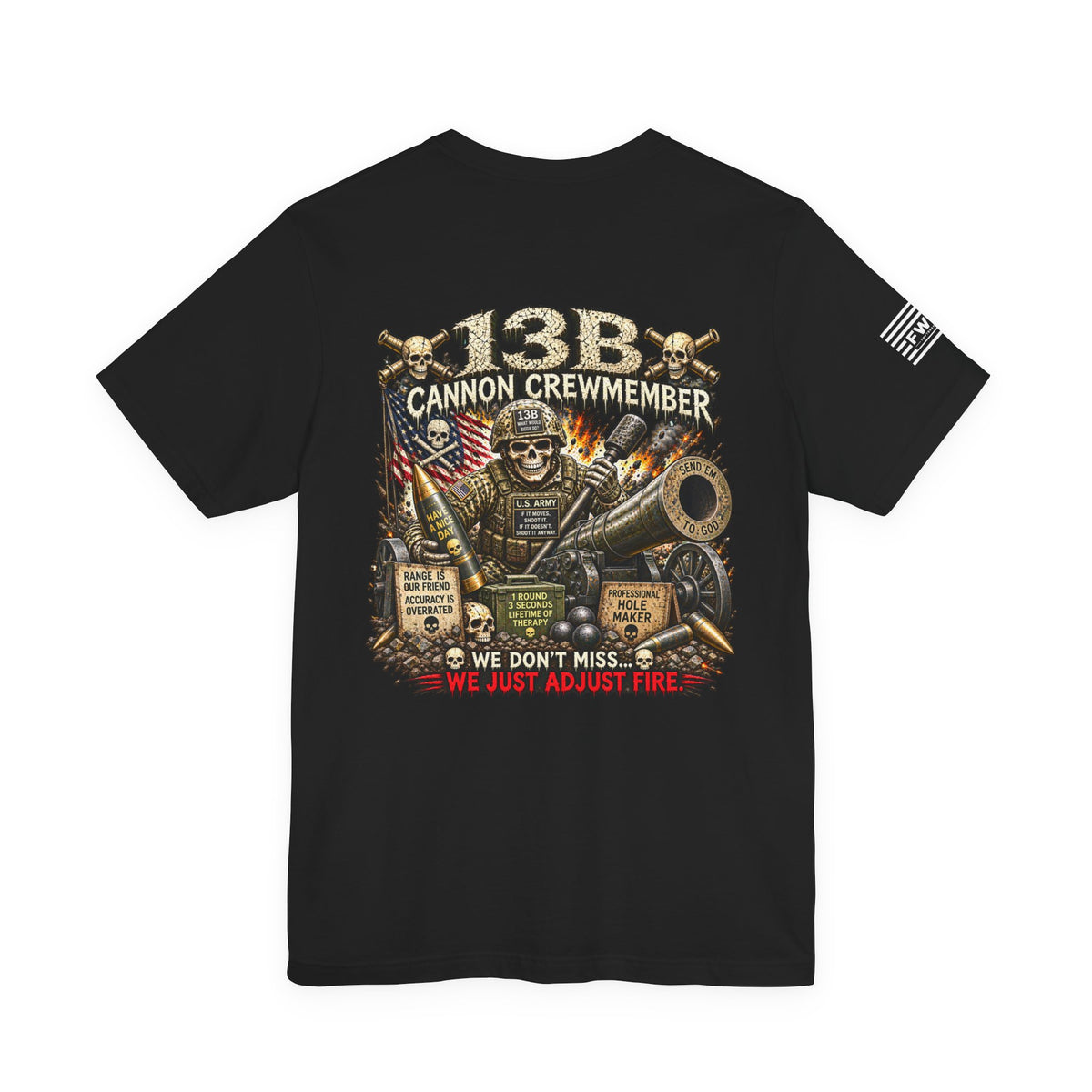 13B - (Cannon Crewmember) - US Army Heavy Metal T-shirt | Army Veteran Shirt