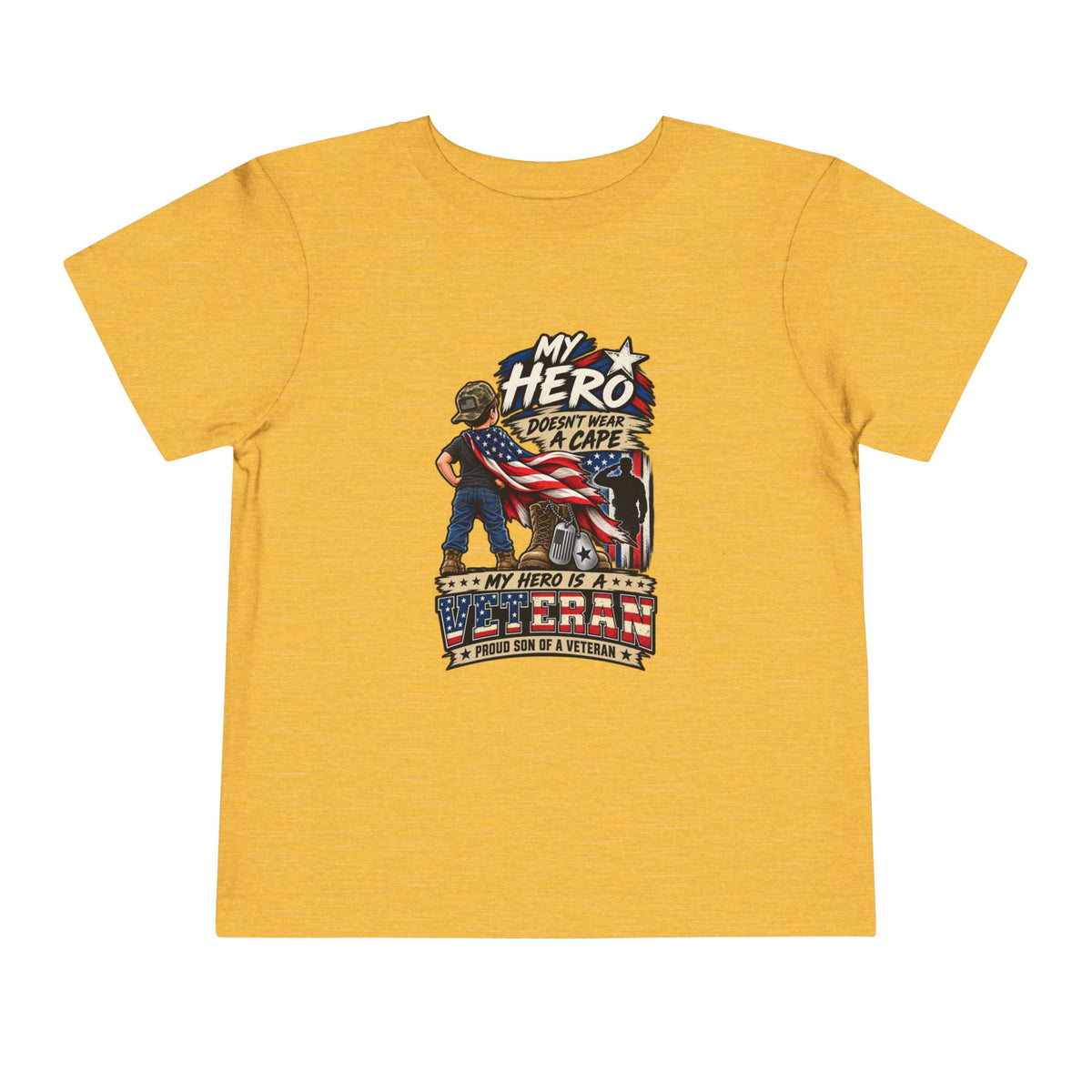 My Hero Doesn't Wear a Cape. My Hero is a Veteran. Son of a Veteran Shirt for Boys, Proud Military Kid T Shirt, Veteran Dad Son Tee, Military Family Gift, Patriotic Youth Shirt, Veteran Family