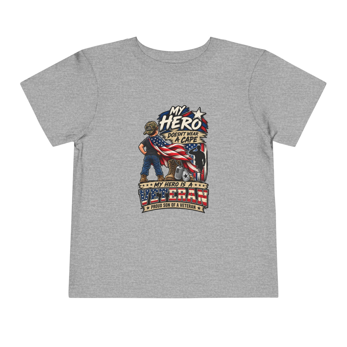 My Hero Doesn't Wear a Cape. My Hero is a Veteran. Son of a Veteran Shirt for Boys, Proud Military Kid T Shirt, Veteran Dad Son Tee, Military Family Gift, Patriotic Youth Shirt, Veteran Family