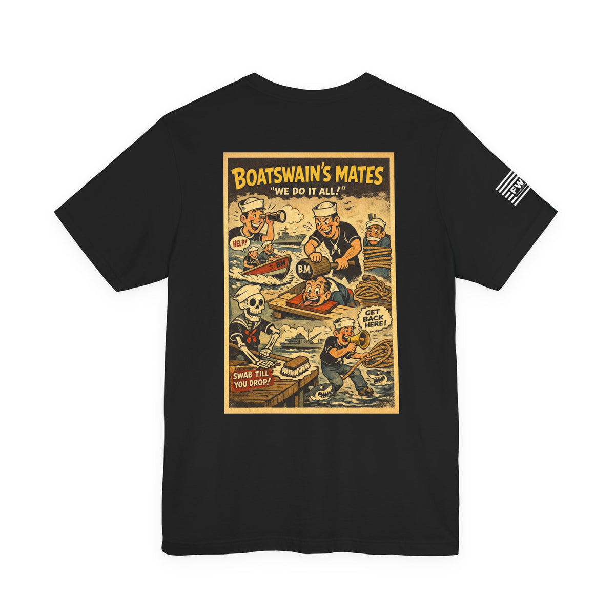 BM (Boatwain's Mate) Shirt – 1950s Dark Humor Military Tee – Navy Veteran Graphic T-Shirt – Vintage Style Work Rate Design