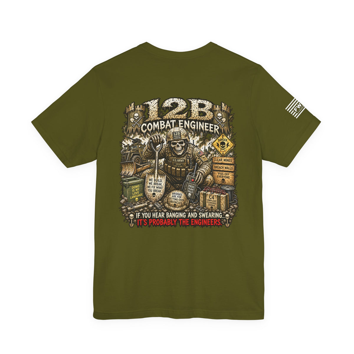 12B (Combat Engineer) - US Army Heavy Metal T-shirt | Army Veteran Shirt